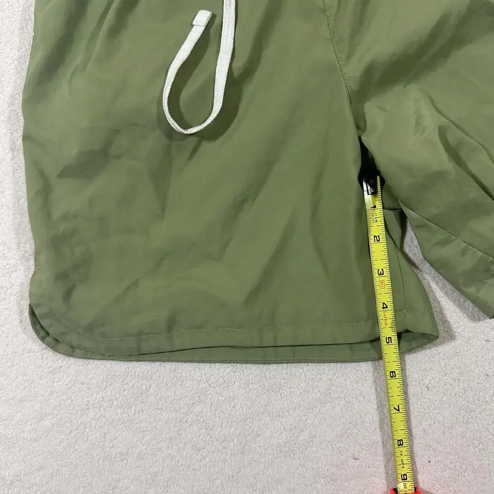 Nike Olive Green Mesh Lined Swim Shorts Men's Size M Drawstring Swoosh